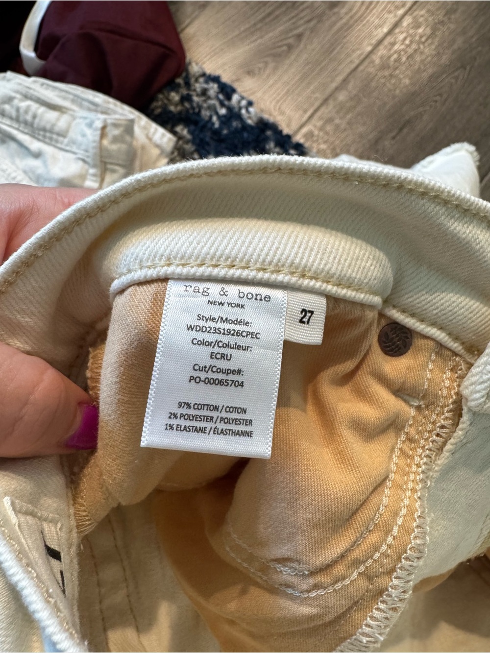 rag & bone Off-White Vintage Bermuda Denim Shorts Mid Rise Cream size 27 - Picture 8 of 11
